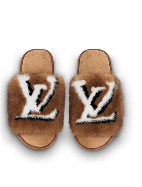 fuzzy Louis Vuitton slippers